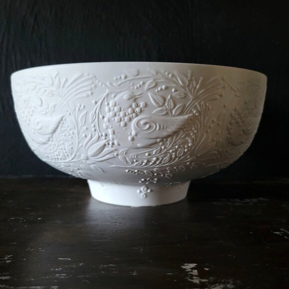 Björn Wiinblad For Rosenthal Studio Linie White Porcelain Bowl w/ Floral & Bird - Picture 1 of 6